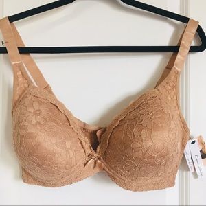 Carrie Amber cocoa color padded wirefree comfort lace bra plus size 40C